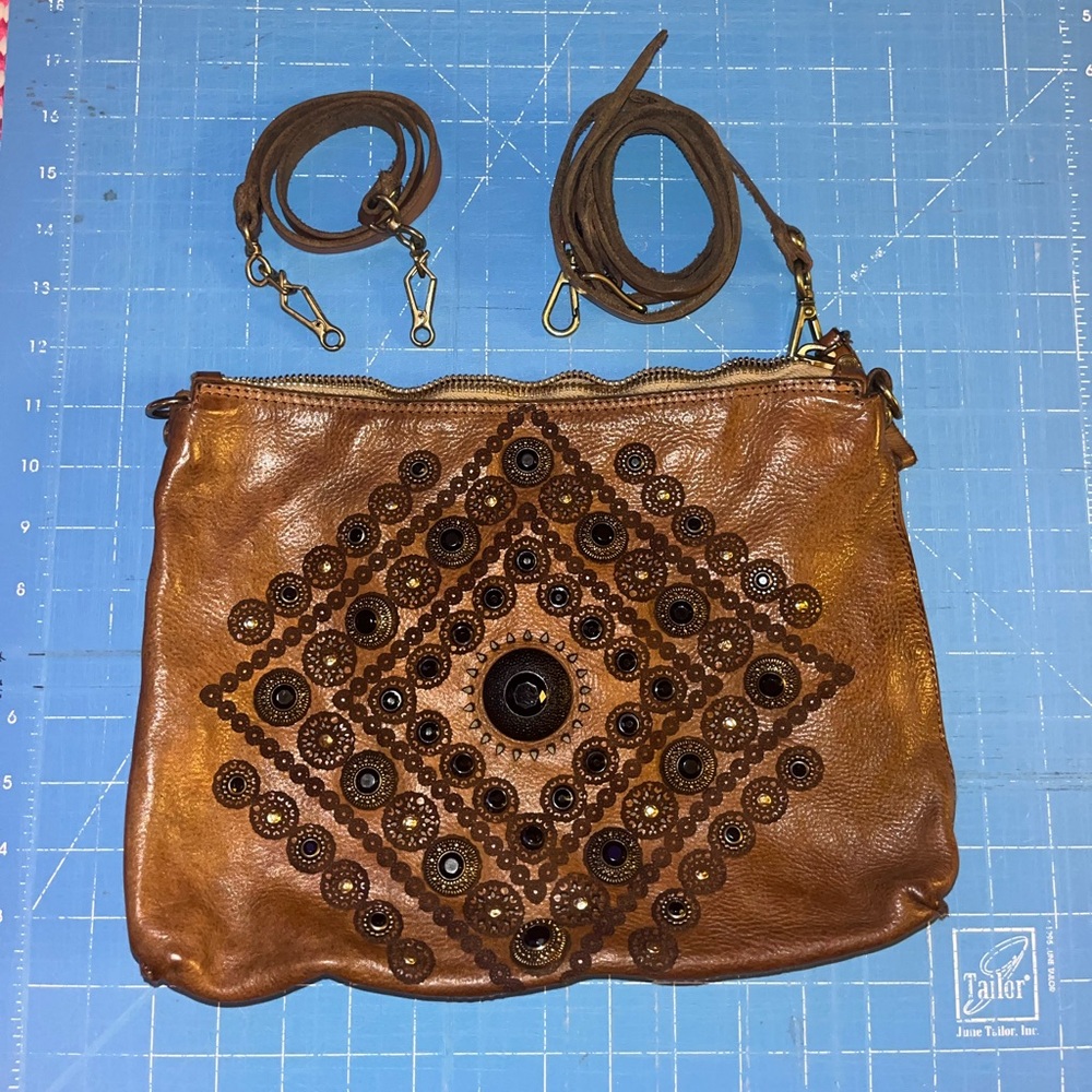 Campomaggi studded crossbody/shoulder convertible bag